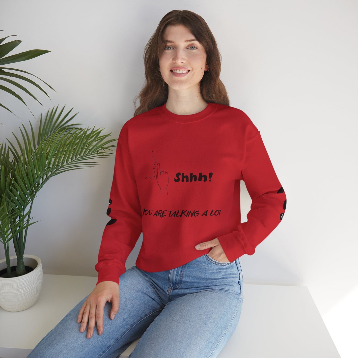 SHHH! SILENCE Unisex Humor Crewneck Sweatshirt: Funny Silence Design, Perfect for Gifting, Casual Wear, Birthday, Holidays, Conversation Starter