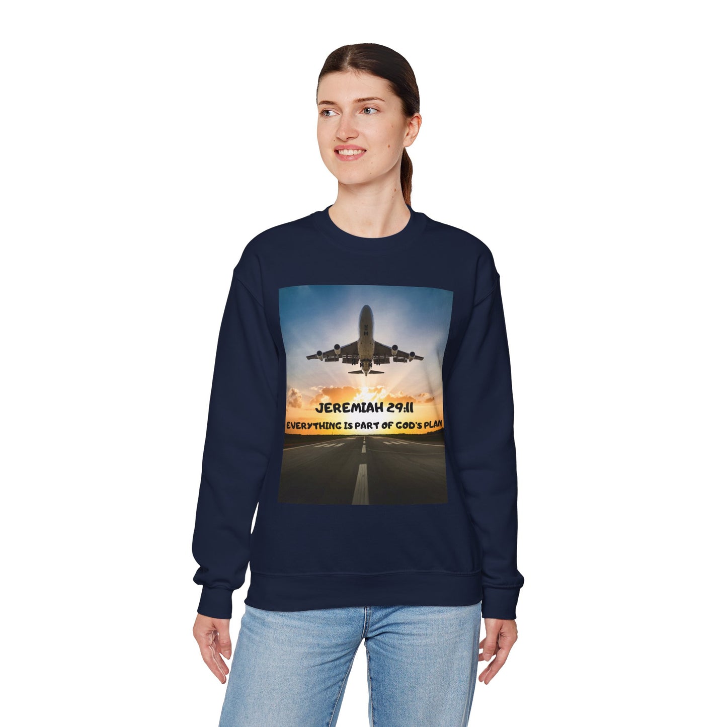 "Jeremiah 29:11 / Matthew 28:20" Christian Crewneck Inspirational Bible Verse Sweatshirt