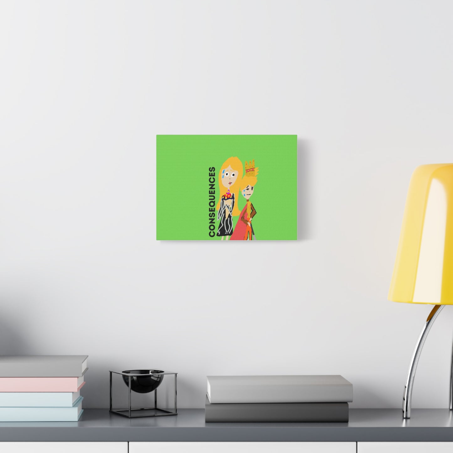 CONSEQUENCES ISAAC IDYER ARTS Canvas Wall Art with 'Consequences' Design | Home Decor, Funny Artwork, Quirky Gifts, Stylish Room Accent, Unique Wall Decor