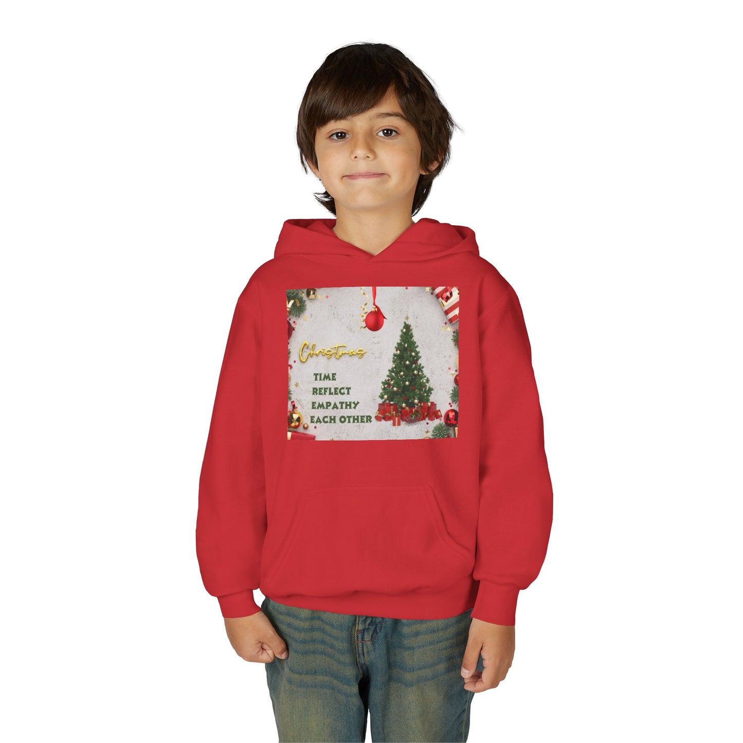 Youth Hooded Sweatshirt - Christmas Cheer, Cozy Holiday Gift, Festive Sweatshirt for Kids, Seasonal Wear, New Year Celebration