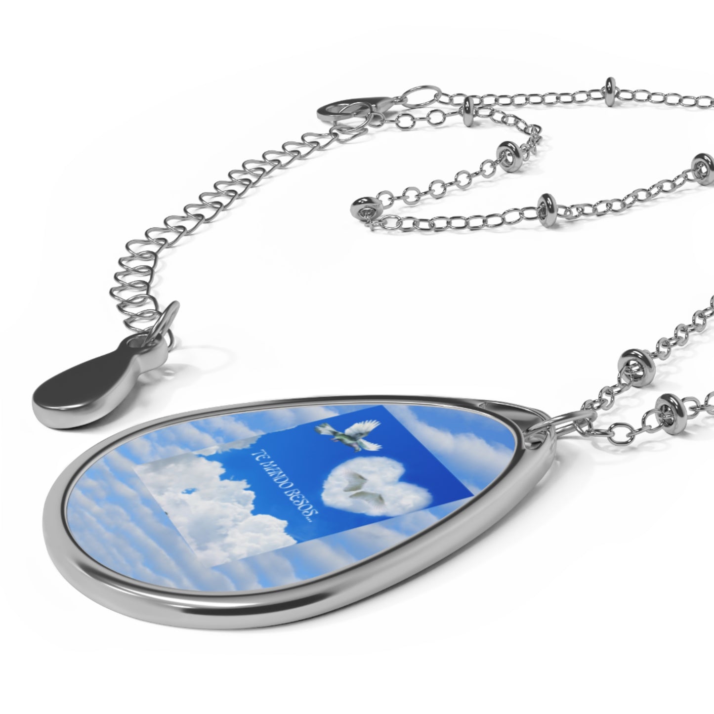 TE MANDO BESOS Sky Heart Oval Necklace, Inspirational Jewelry, Gift for Her, Boho Chic, Nature Lover, Meaningful Keepsake