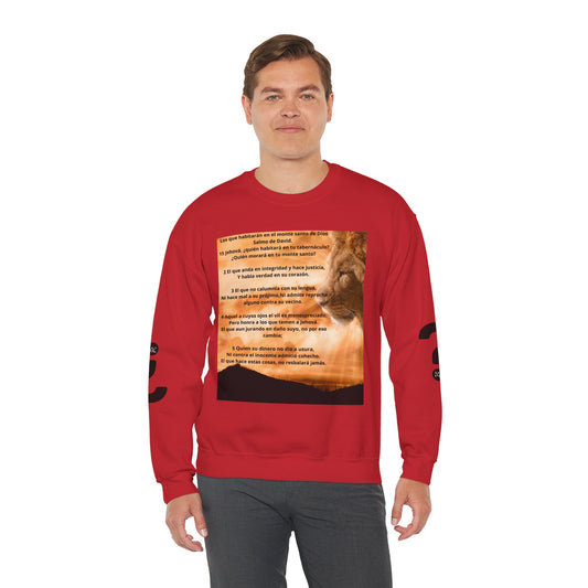 SALMO 15 Lion Crewneck Sweatshirt | Motivational Gift for Animal Lovers, Cozy Casual Wear, Birthday, Christmas