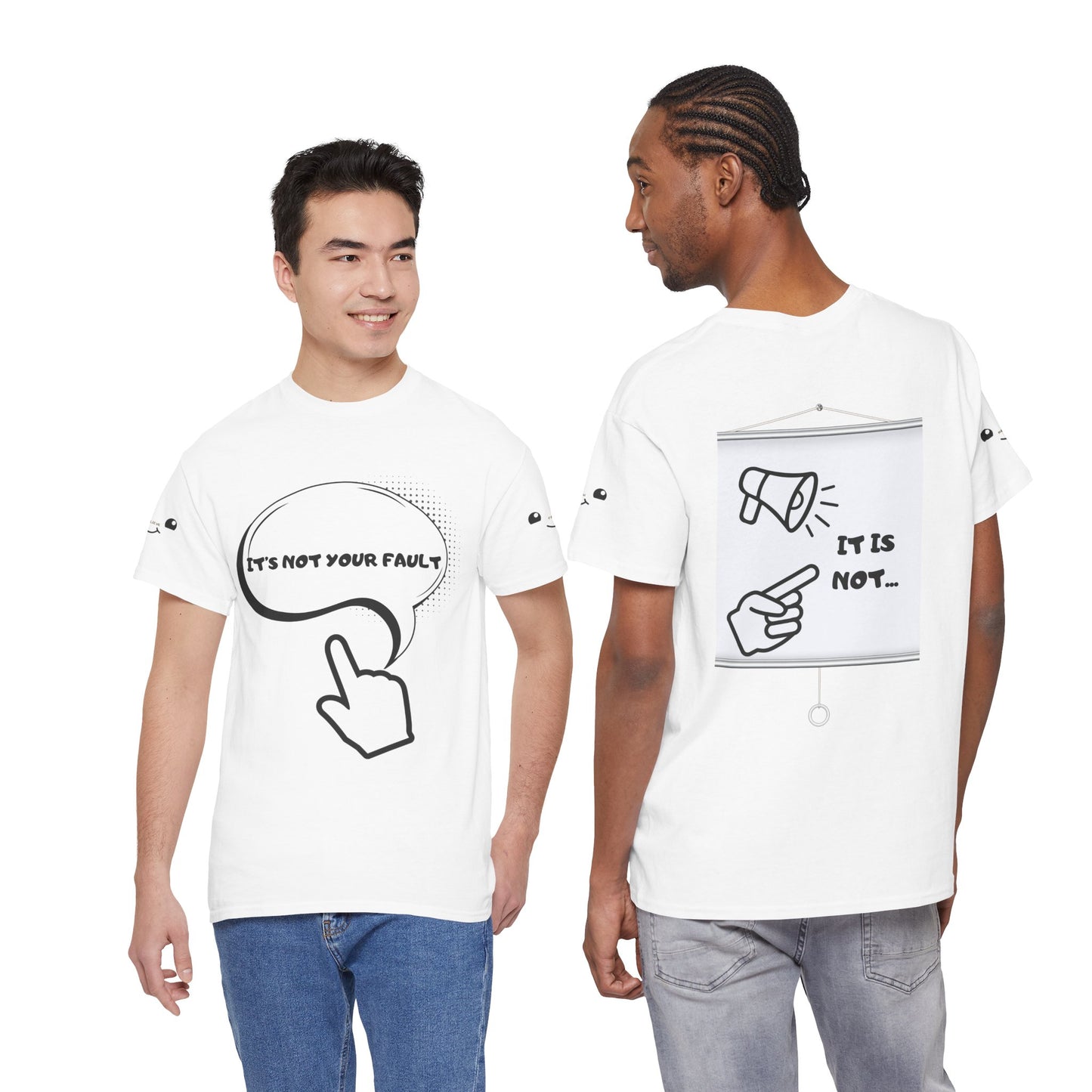 Graphic Tee — "It's Not Your Fault" Comic-Style Pointing Design