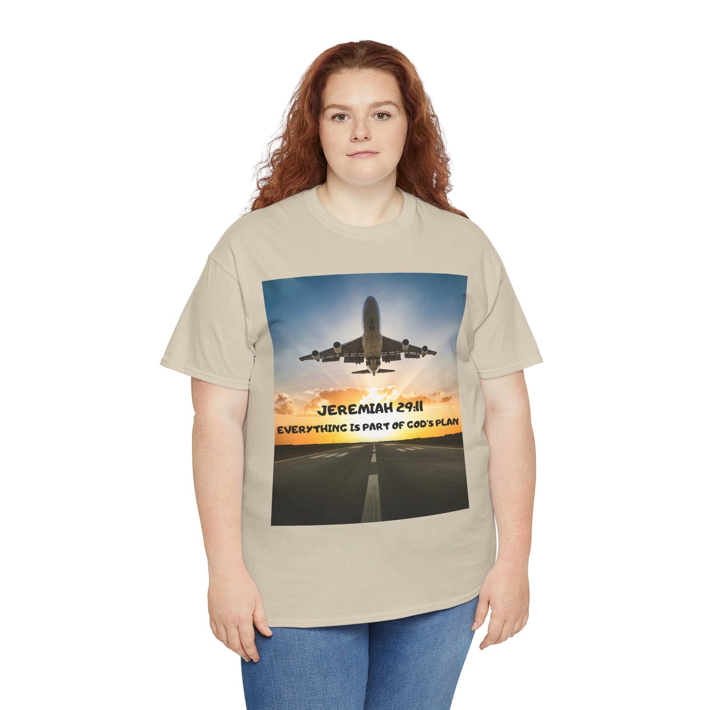 Faith Travel T‑Shirt — “Jeremiah 29:11 / Matthew 28:20” Inspirational Plane Tee