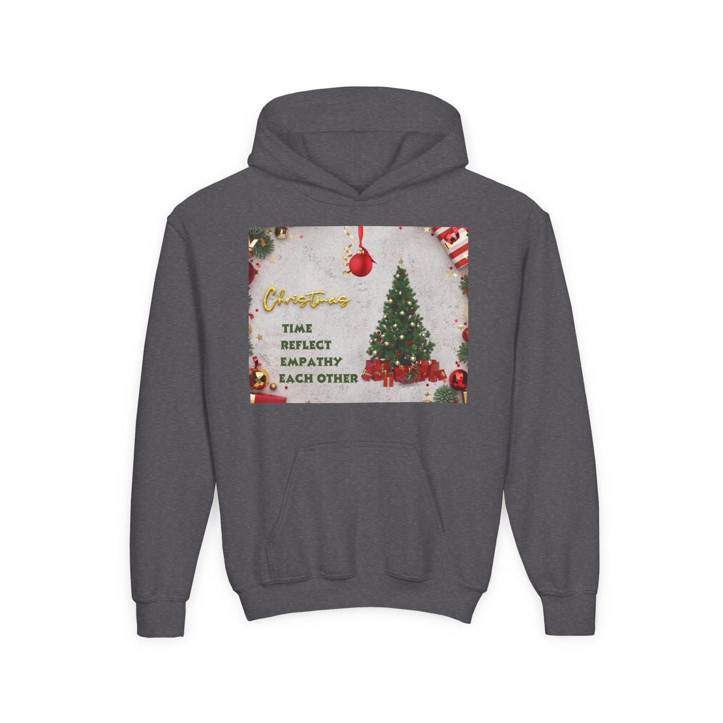 Youth Hooded Sweatshirt - Christmas Cheer, Cozy Holiday Gift, Festive Sweatshirt for Kids, Seasonal Wear, New Year Celebration