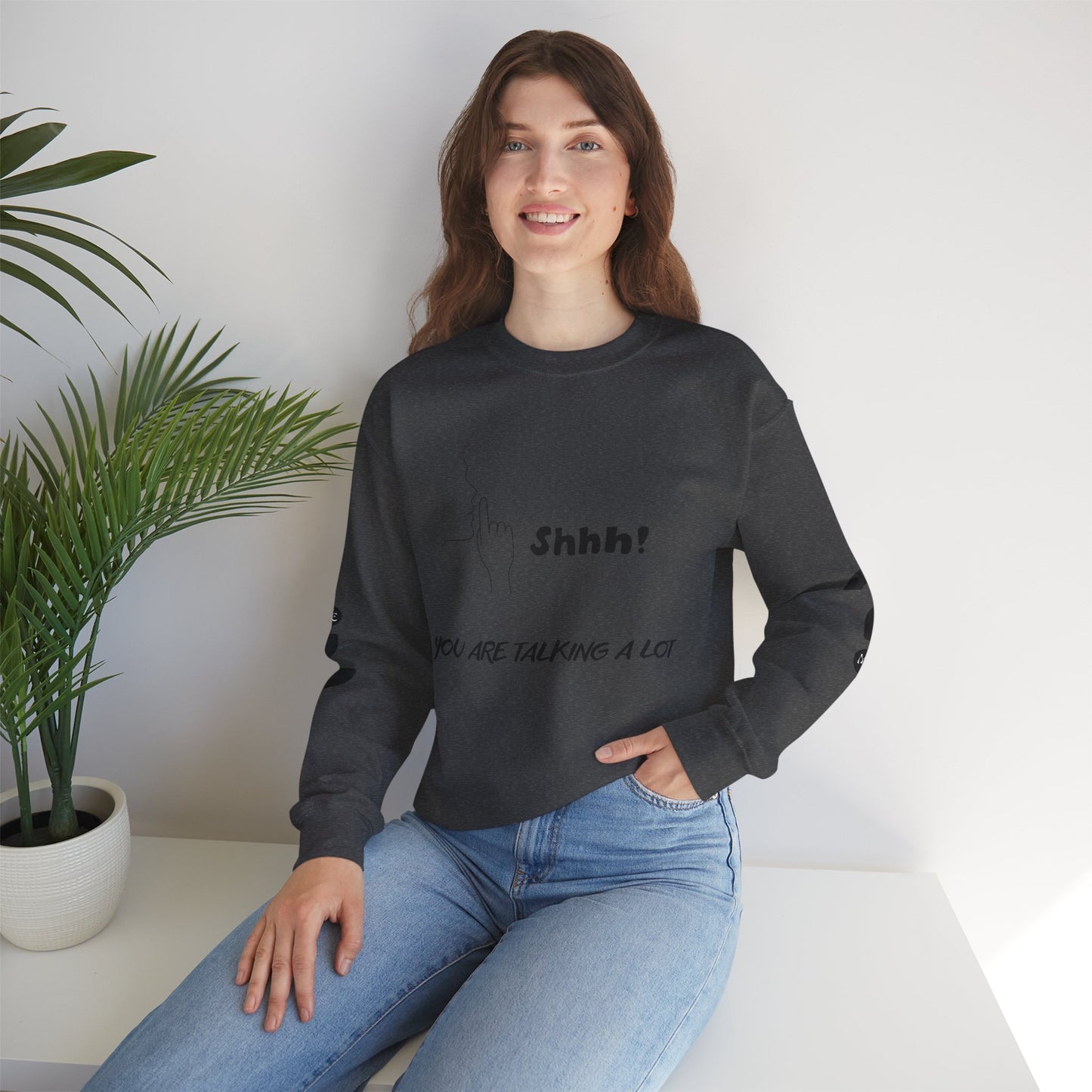 SHHH! SILENCE Unisex Humor Crewneck Sweatshirt: Funny Silence Design, Perfect for Gifting, Casual Wear, Birthday, Holidays, Conversation Starter