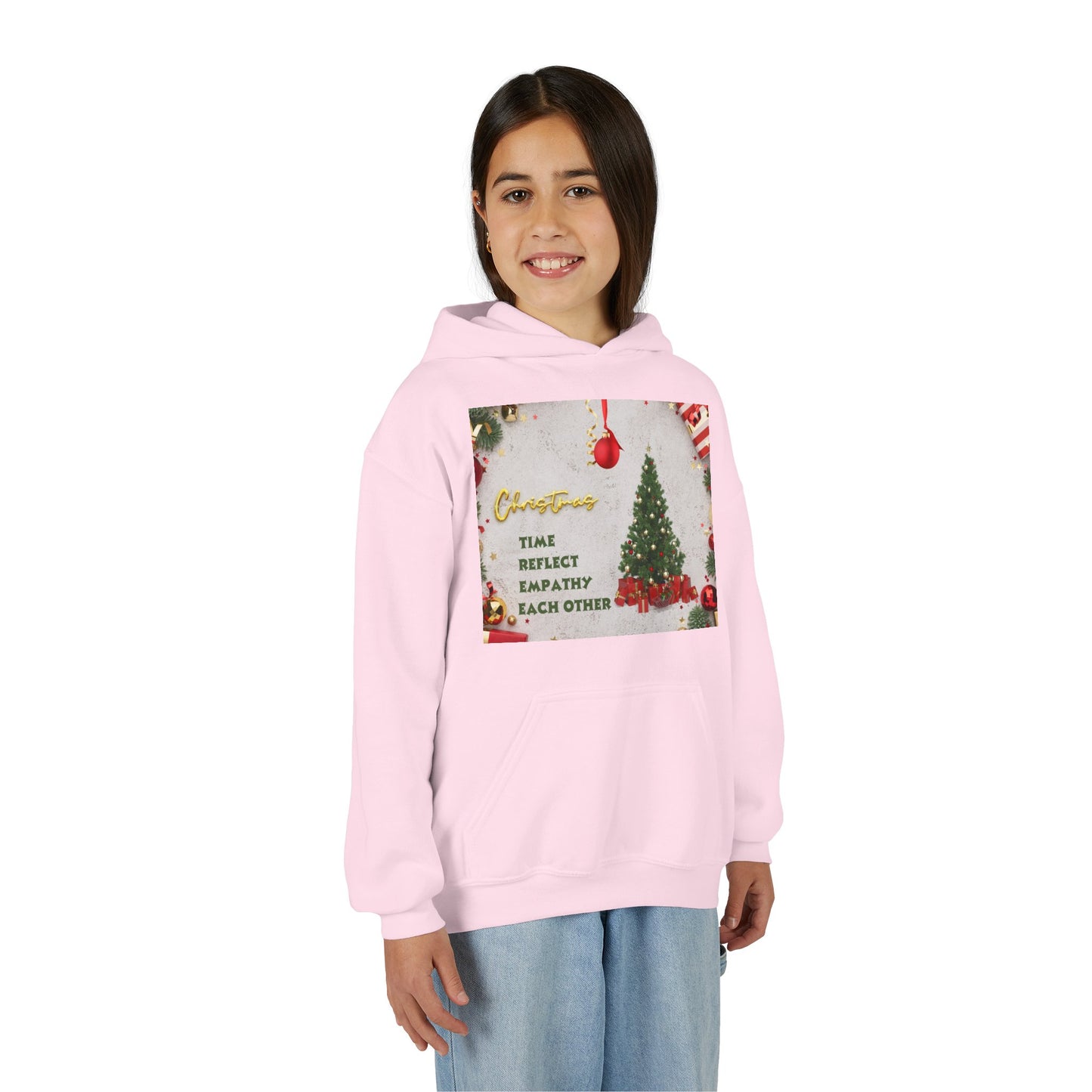 Youth Hooded Sweatshirt - Christmas Cheer, Cozy Holiday Gift, Festive Sweatshirt for Kids, Seasonal Wear, New Year Celebration