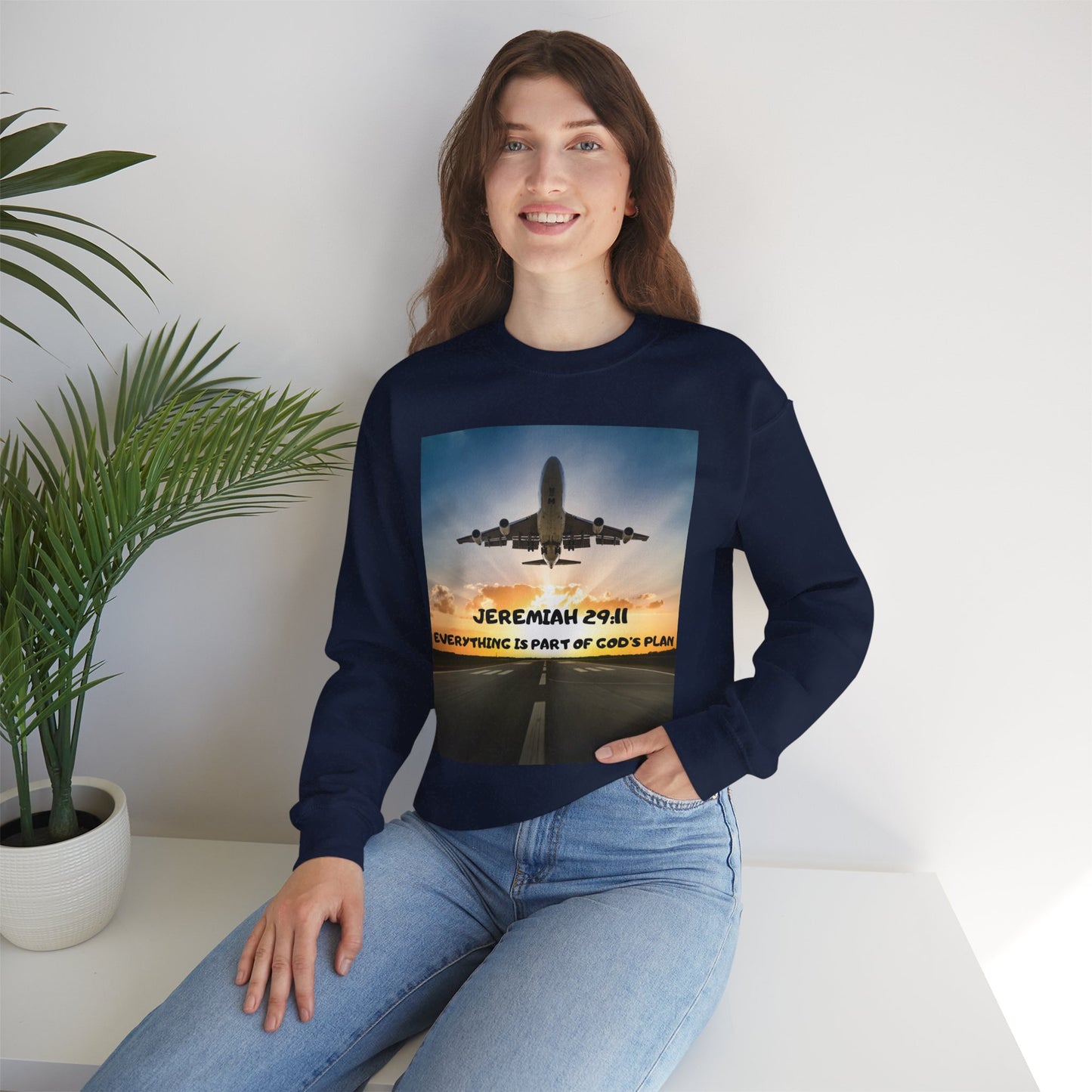 "Jeremiah 29:11 / Matthew 28:20" Christian Crewneck Inspirational Bible Verse Sweatshirt