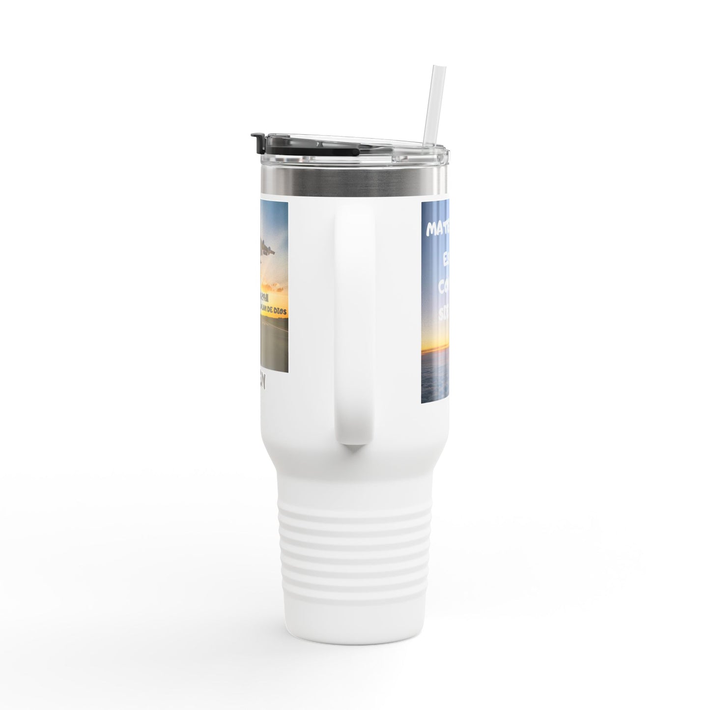 40oz Insulated Travel Mug — Airplane Sunset Design with "Amen" & Jeremiah 29:11 Verse