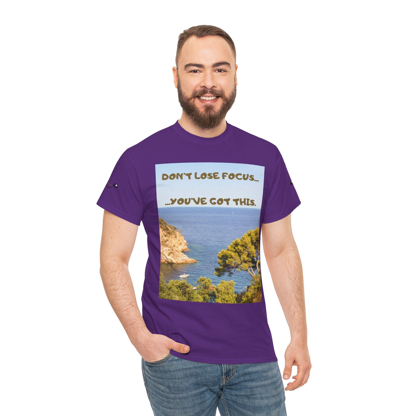 Motivational Tee — "Don't Lose Focus, You've Got This" Beach Graphic