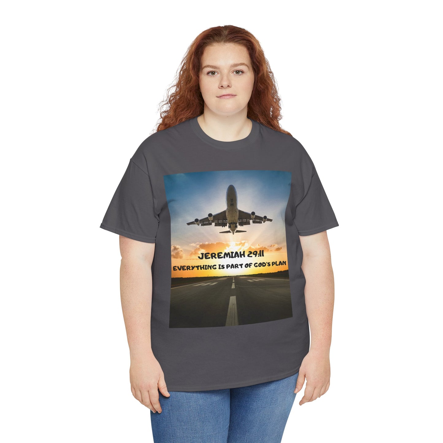 Faith Travel T‑Shirt — “Jeremiah 29:11 / Matthew 28:20” Inspirational Plane Tee