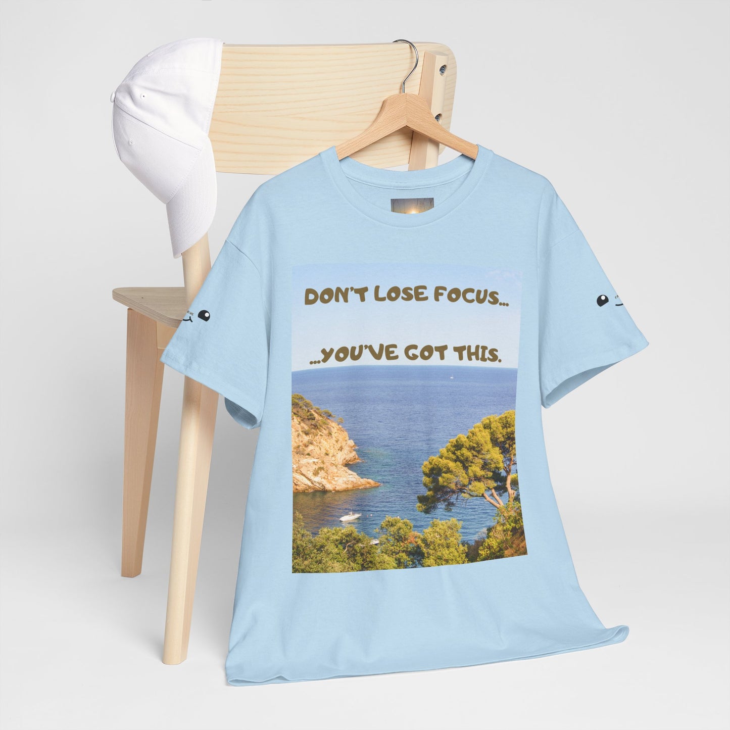 Motivational Tee — "Don't Lose Focus, You've Got This" Beach Graphic
