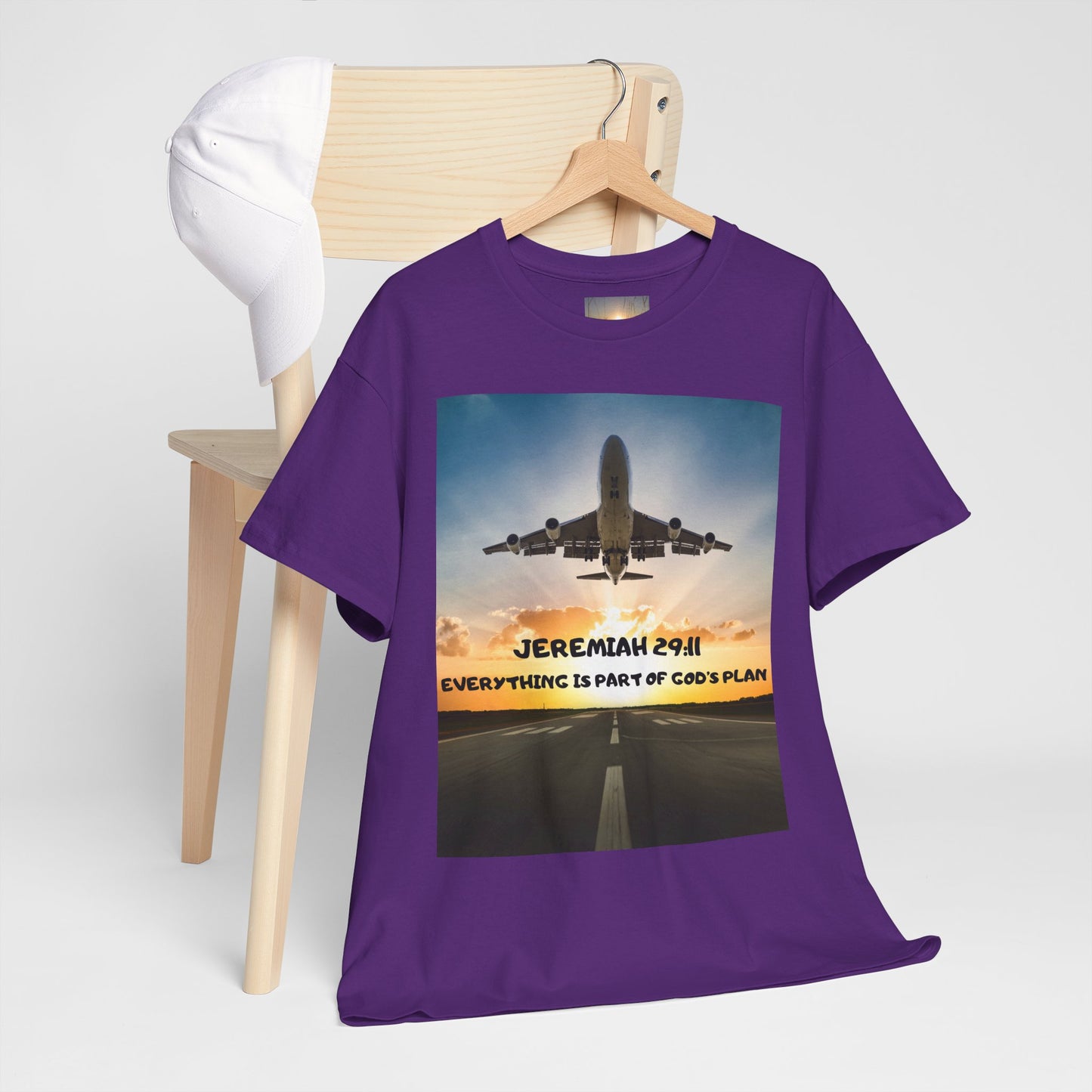 Faith Travel T‑Shirt — “Jeremiah 29:11 / Matthew 28:20” Inspirational Plane Tee