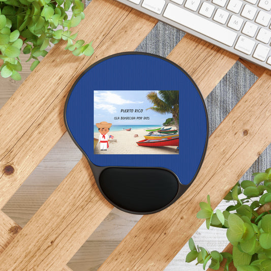 Puerto Rico Mouse Pad With Wrist Rest - Fun Beach Design, Office Gift, Ergonomic Mousepad, Tropical Decor, Unique Desk Accessories