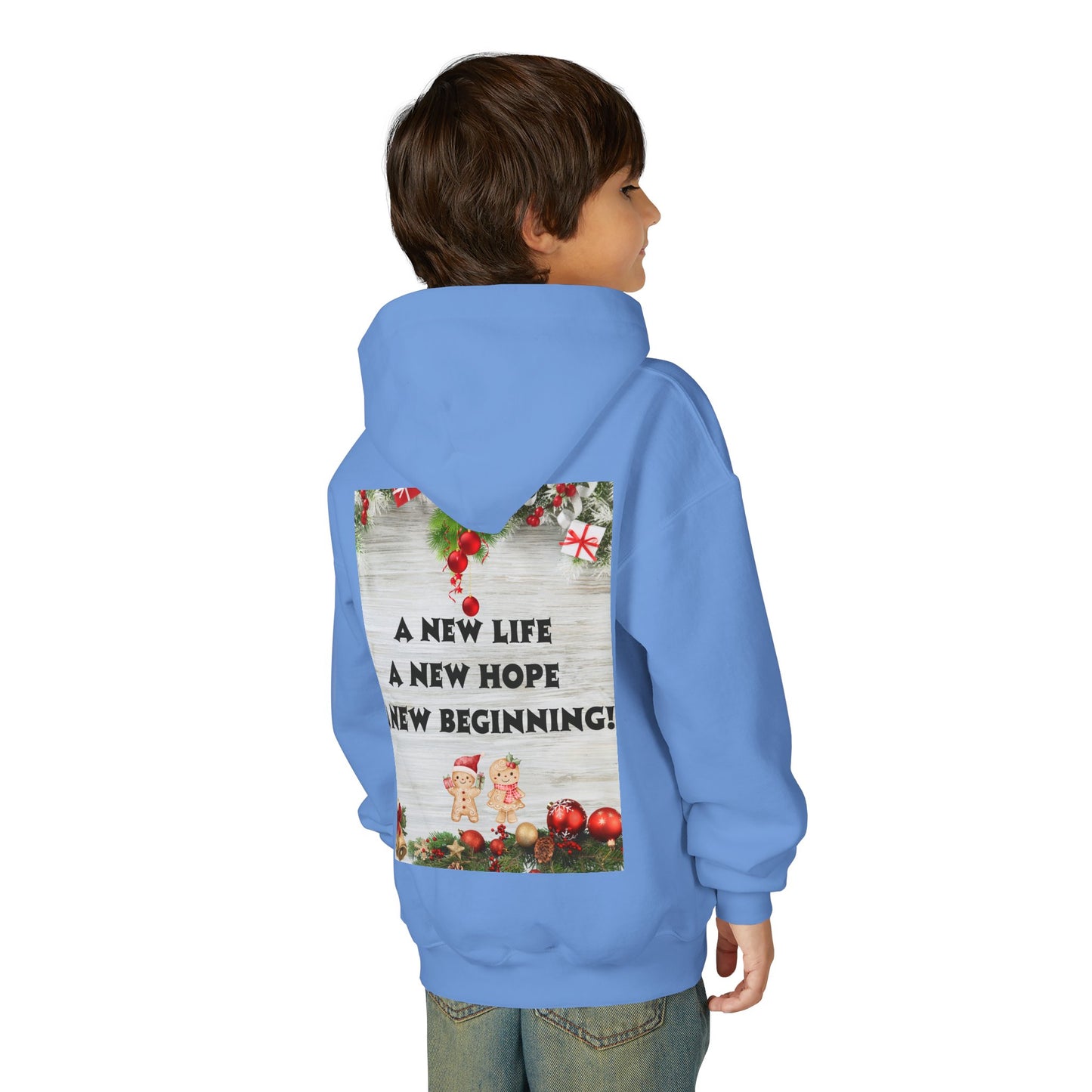 Youth Hooded Sweatshirt - Christmas Cheer, Cozy Holiday Gift, Festive Sweatshirt for Kids, Seasonal Wear, New Year Celebration