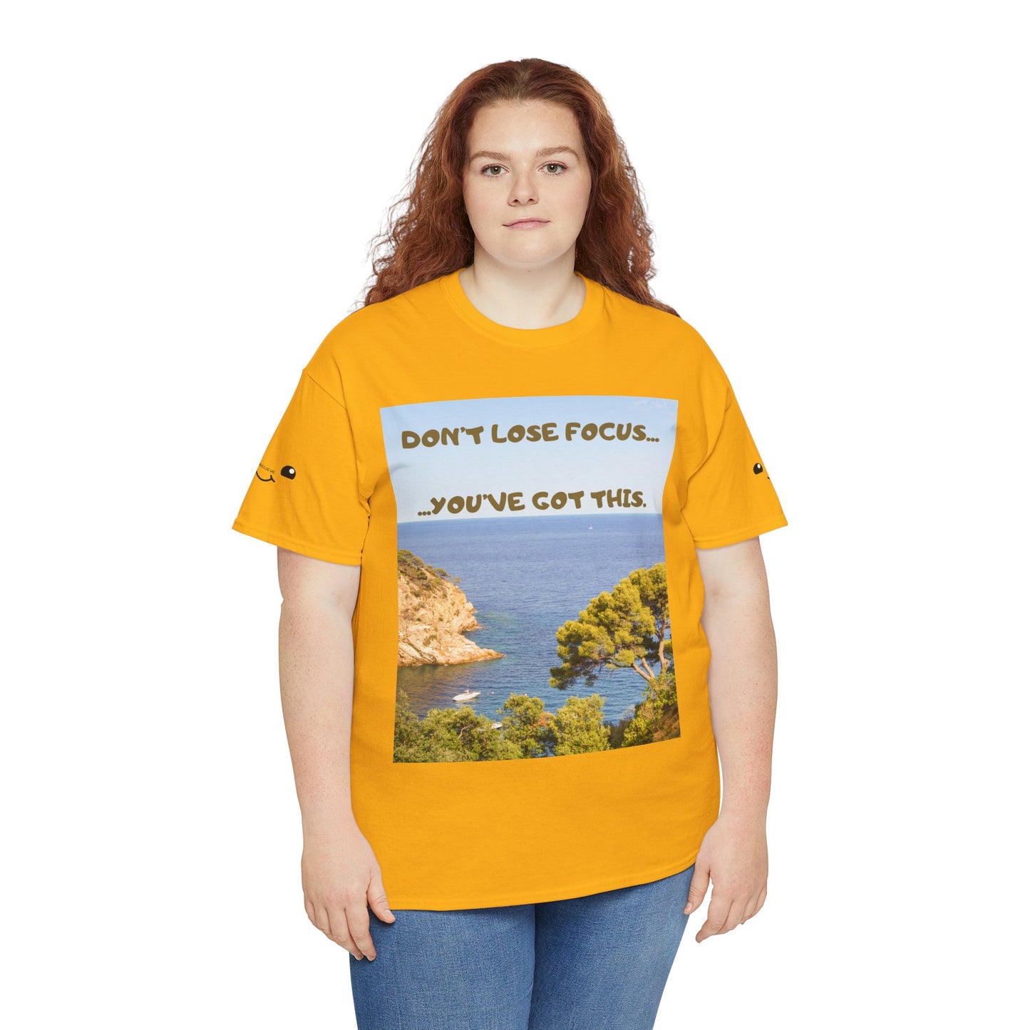 Motivational Tee — "Don't Lose Focus, You've Got This" Beach Graphic