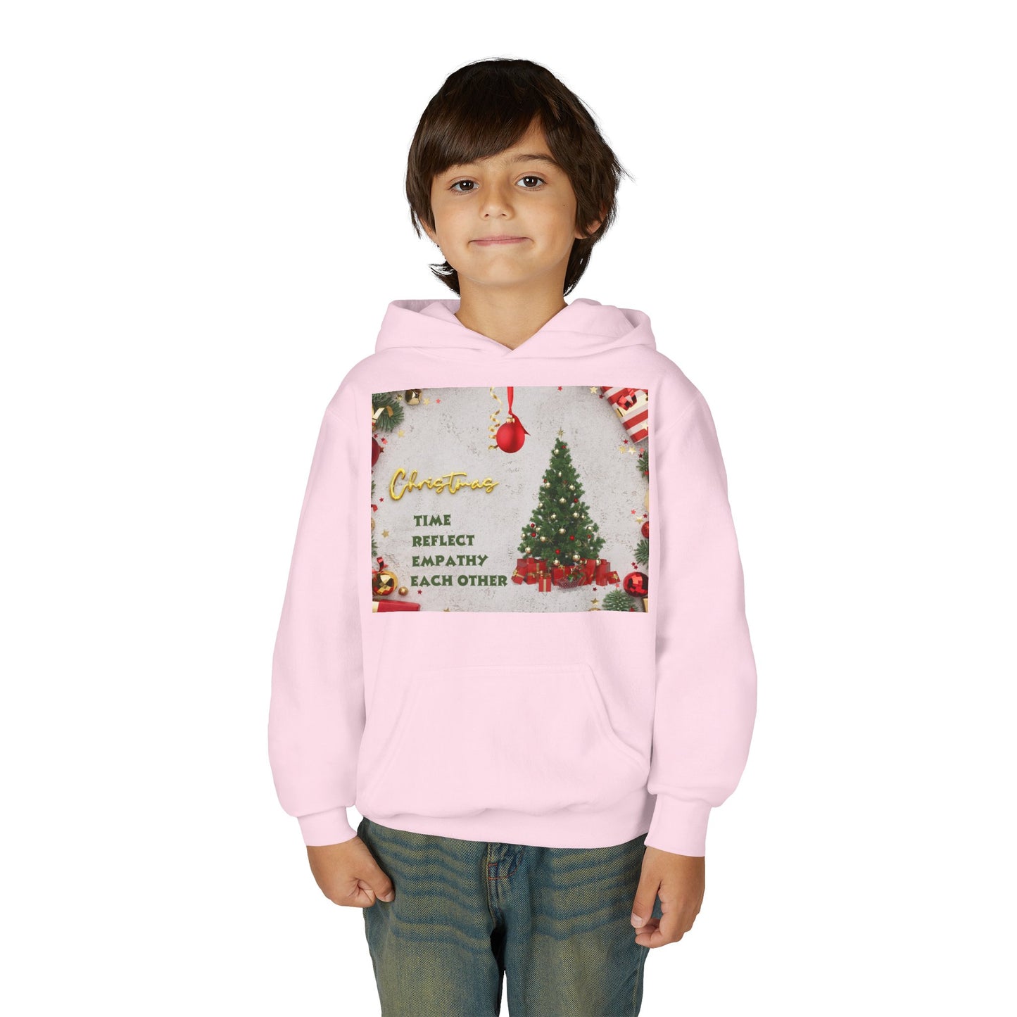 Youth Hooded Sweatshirt - Christmas Cheer, Cozy Holiday Gift, Festive Sweatshirt for Kids, Seasonal Wear, New Year Celebration