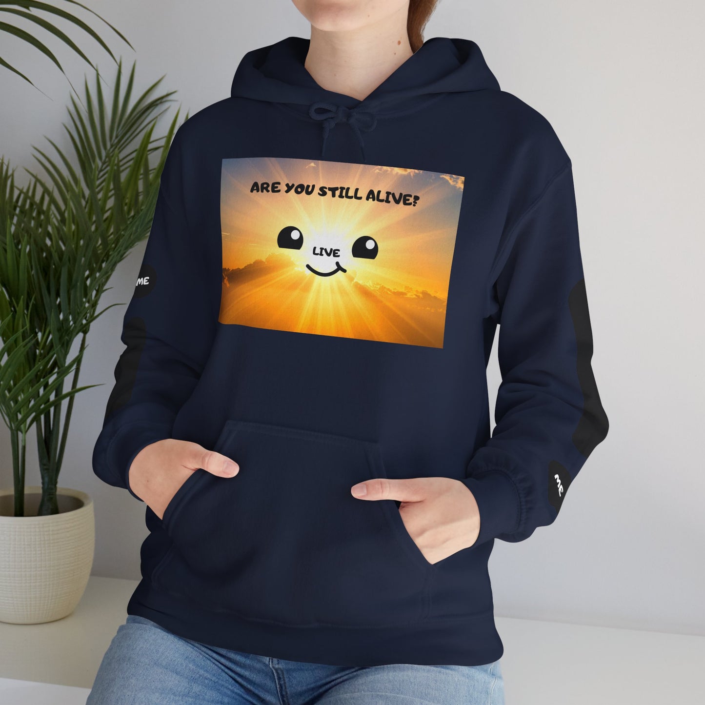 Smile Face Hoodie — "Are You Still Alive?" Sunrise Graphic Hooded Sweatshirt