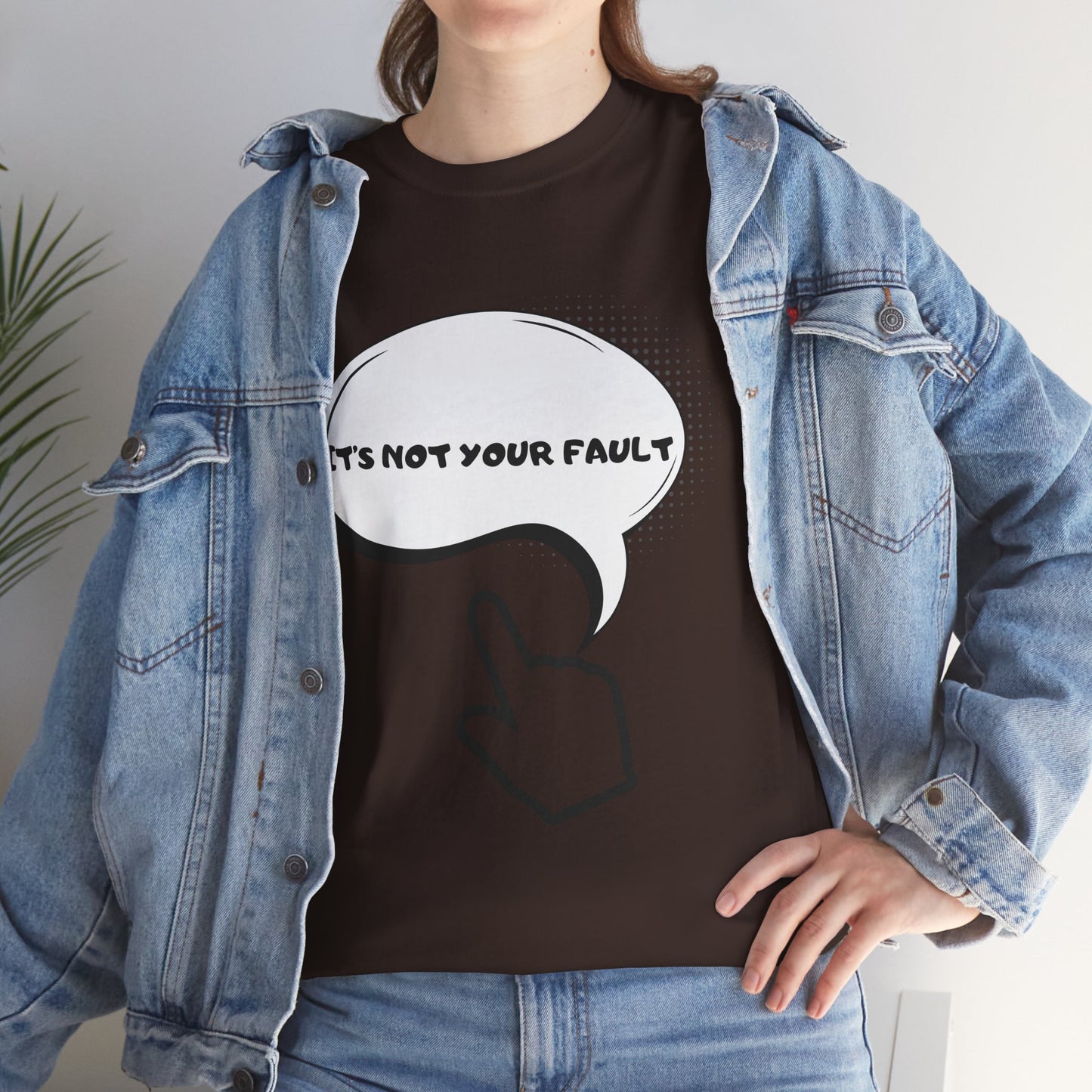Graphic Tee — "It's Not Your Fault" Comic-Style Pointing Design