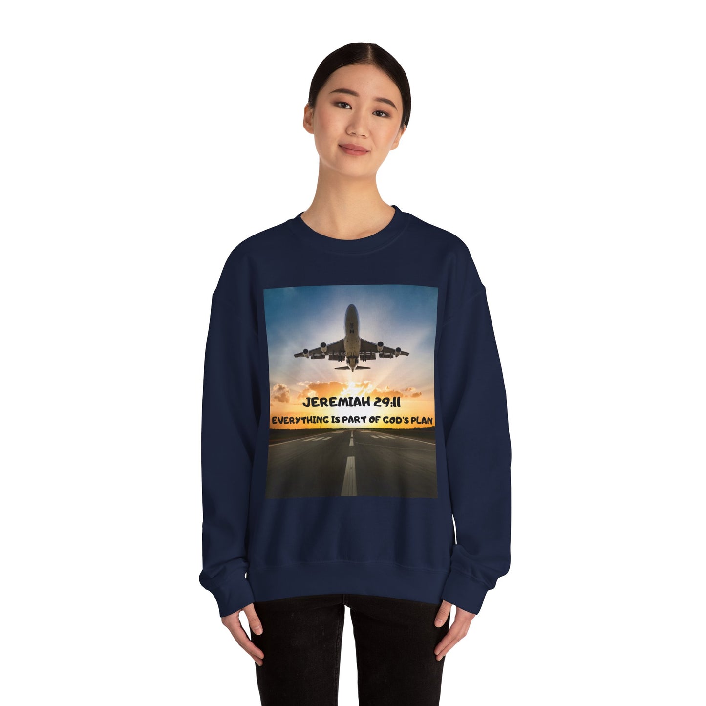 "Jeremiah 29:11 / Matthew 28:20" Christian Crewneck Inspirational Bible Verse Sweatshirt