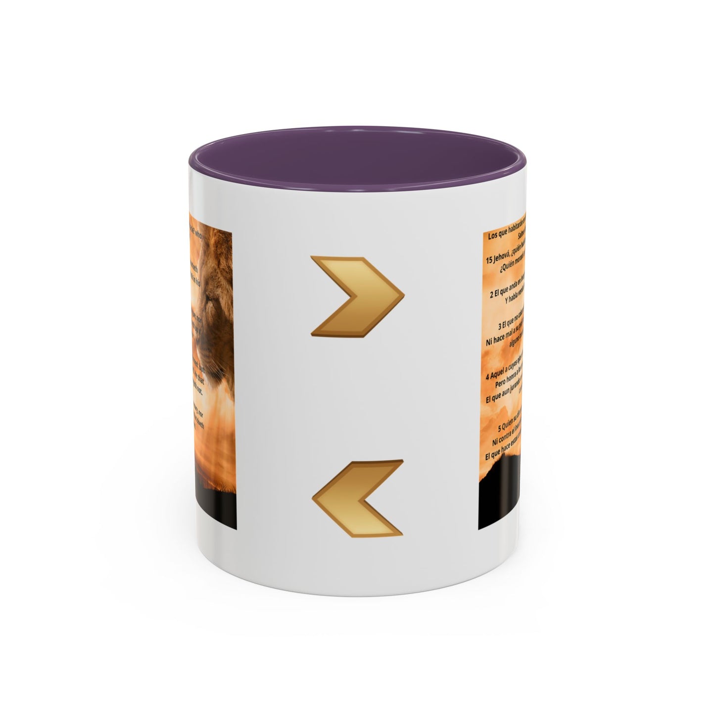 PSALM 15 ENG / SPA Inspirational Lion Accent Coffee Mug | Faith Mug, Motivational Gift, Nature Lover's Cup, Home Decor, Office Drinkware