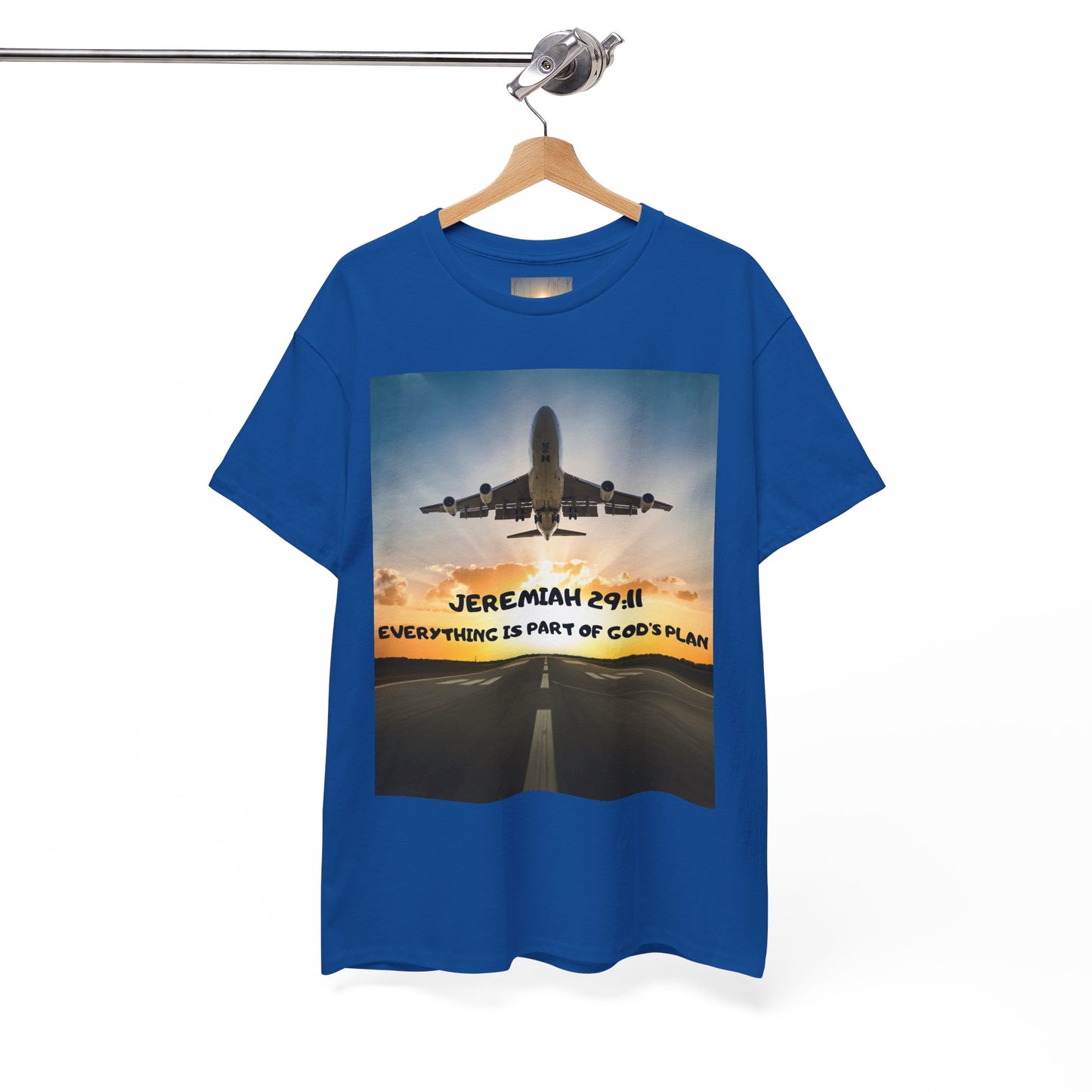Faith Travel T‑Shirt — “Jeremiah 29:11 / Matthew 28:20” Inspirational Plane Tee
