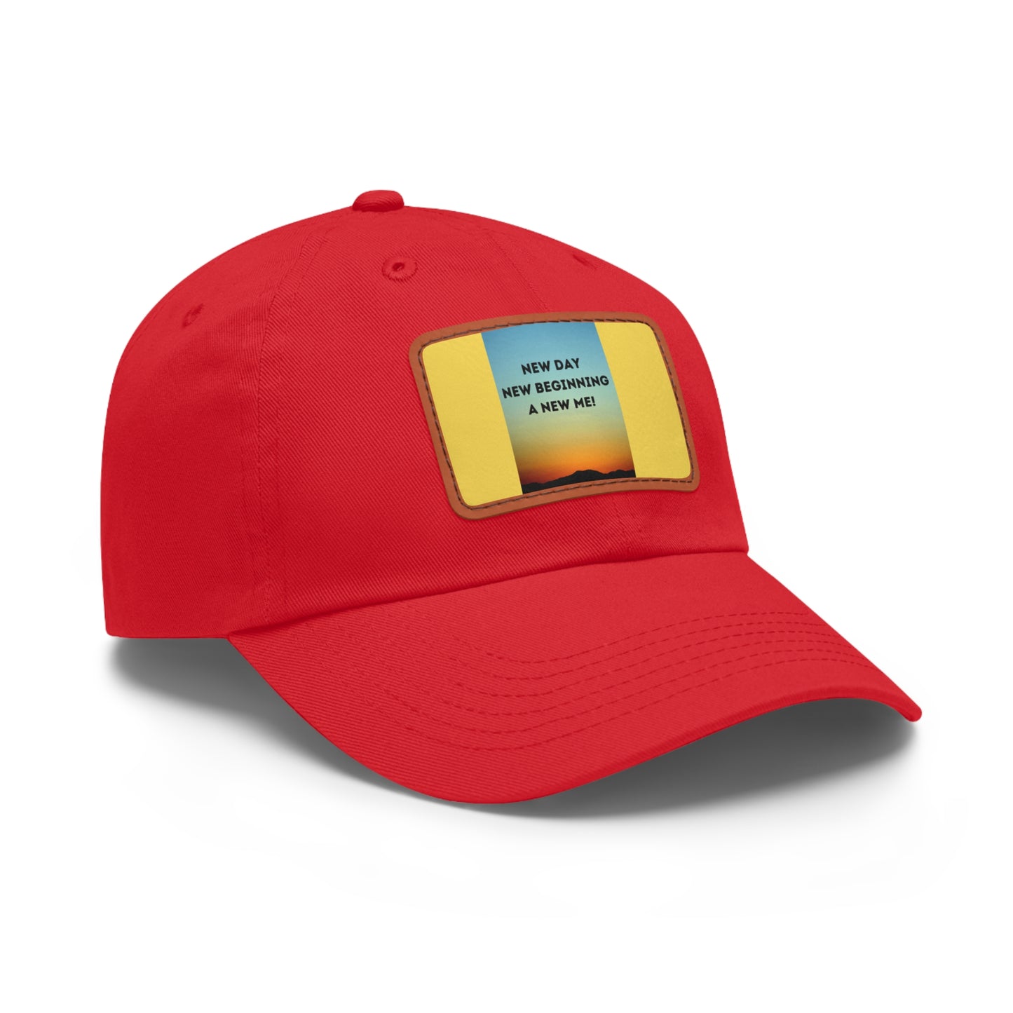 NEW DAY NEW BEGINNING A NEW ME Hat with Leather Patch (Rectangle)