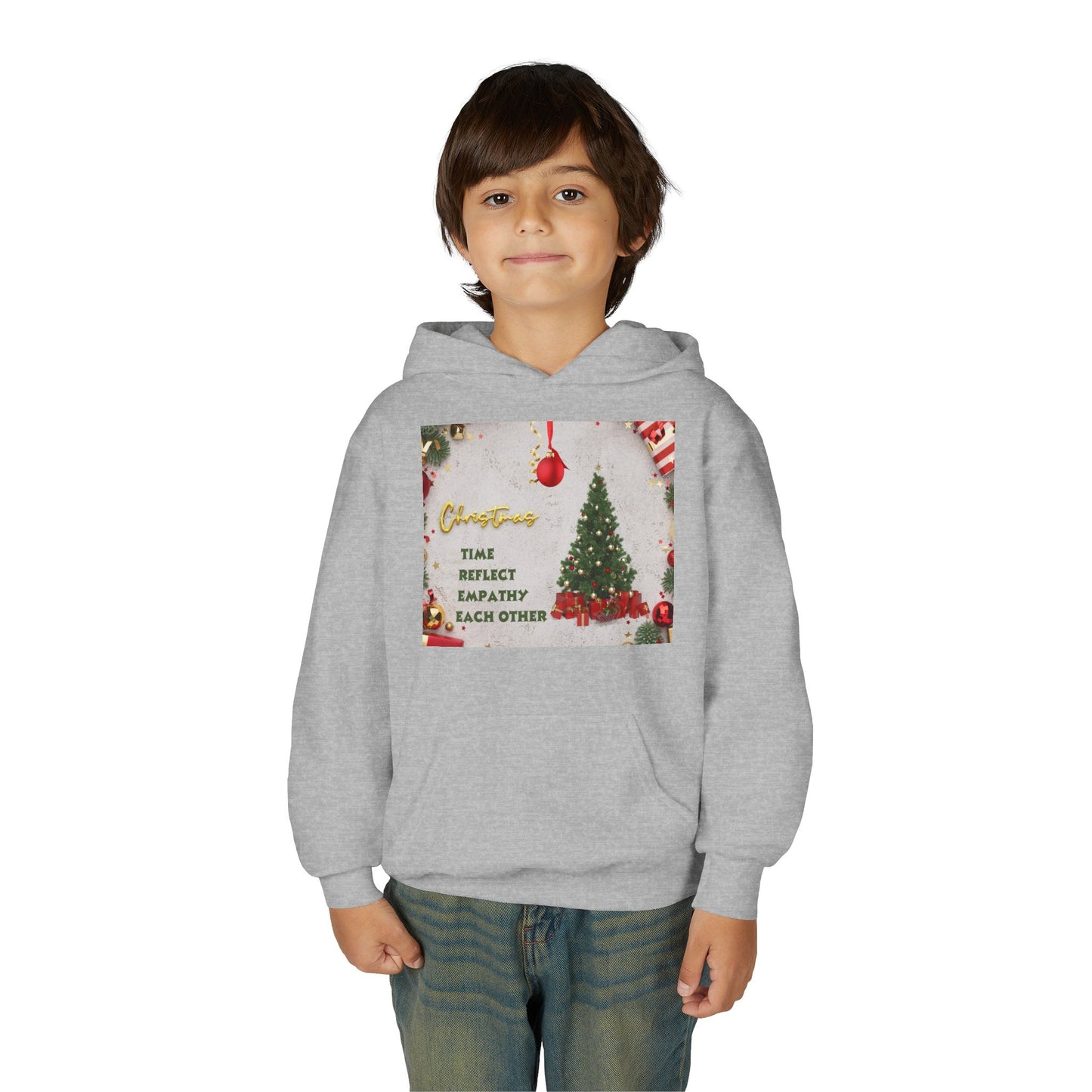 Youth Hooded Sweatshirt - Christmas Cheer, Cozy Holiday Gift, Festive Sweatshirt for Kids, Seasonal Wear, New Year Celebration