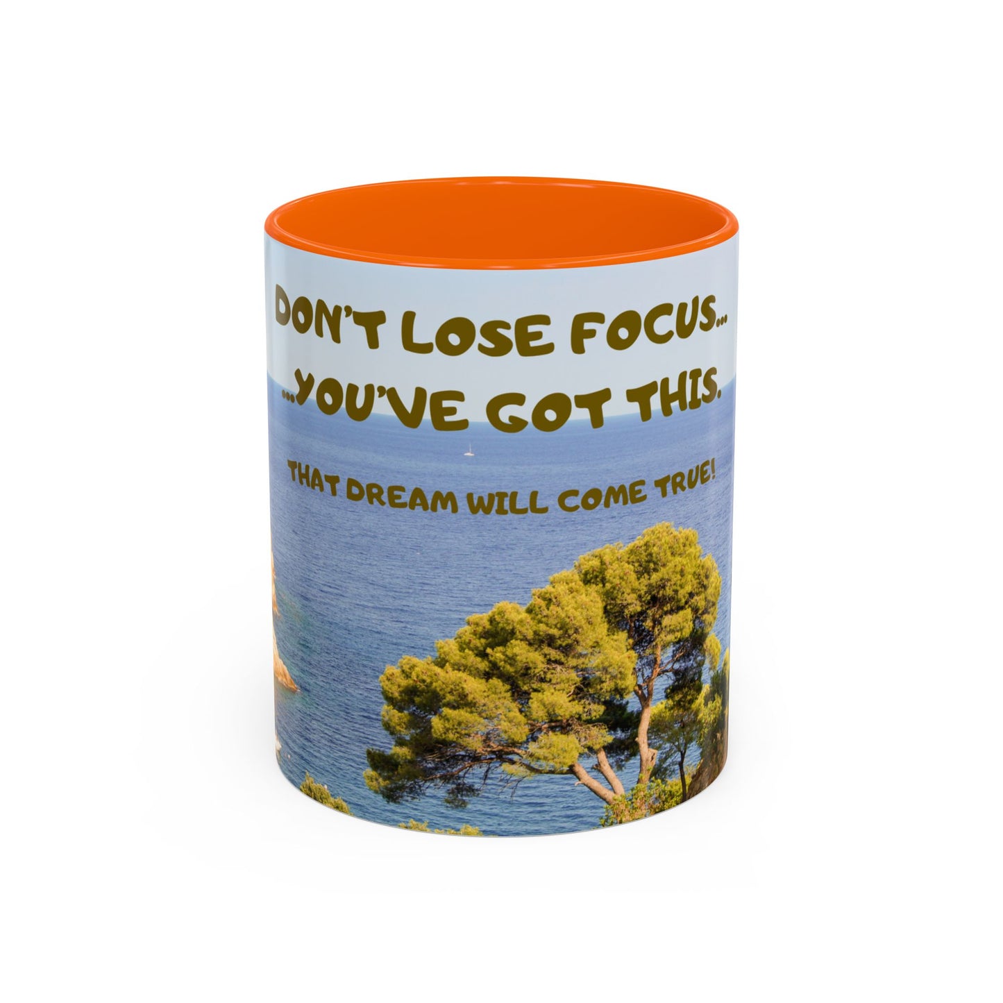 Inspirational Coastal Coffee Mug - "Don't Lose Focus... You've Got This" Accent Mug