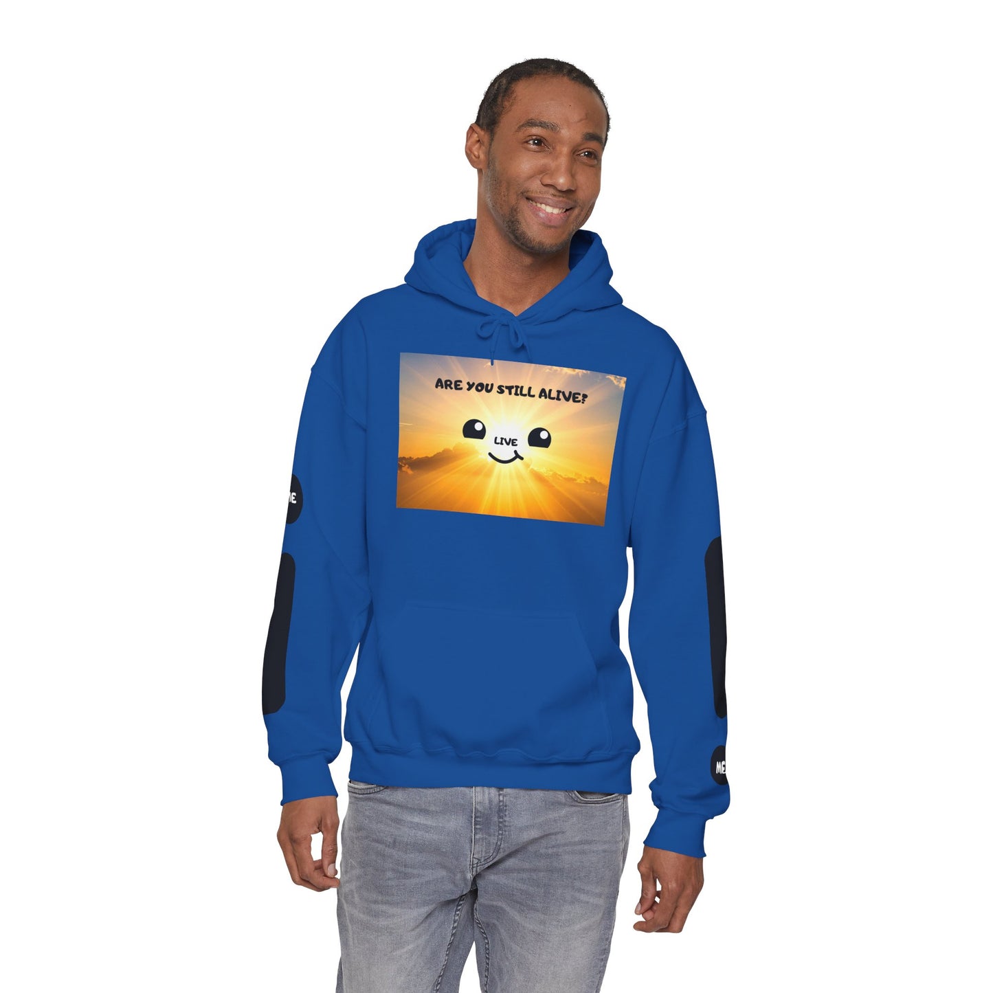 Smile Face Hoodie — "Are You Still Alive?" Sunrise Graphic Hooded Sweatshirt