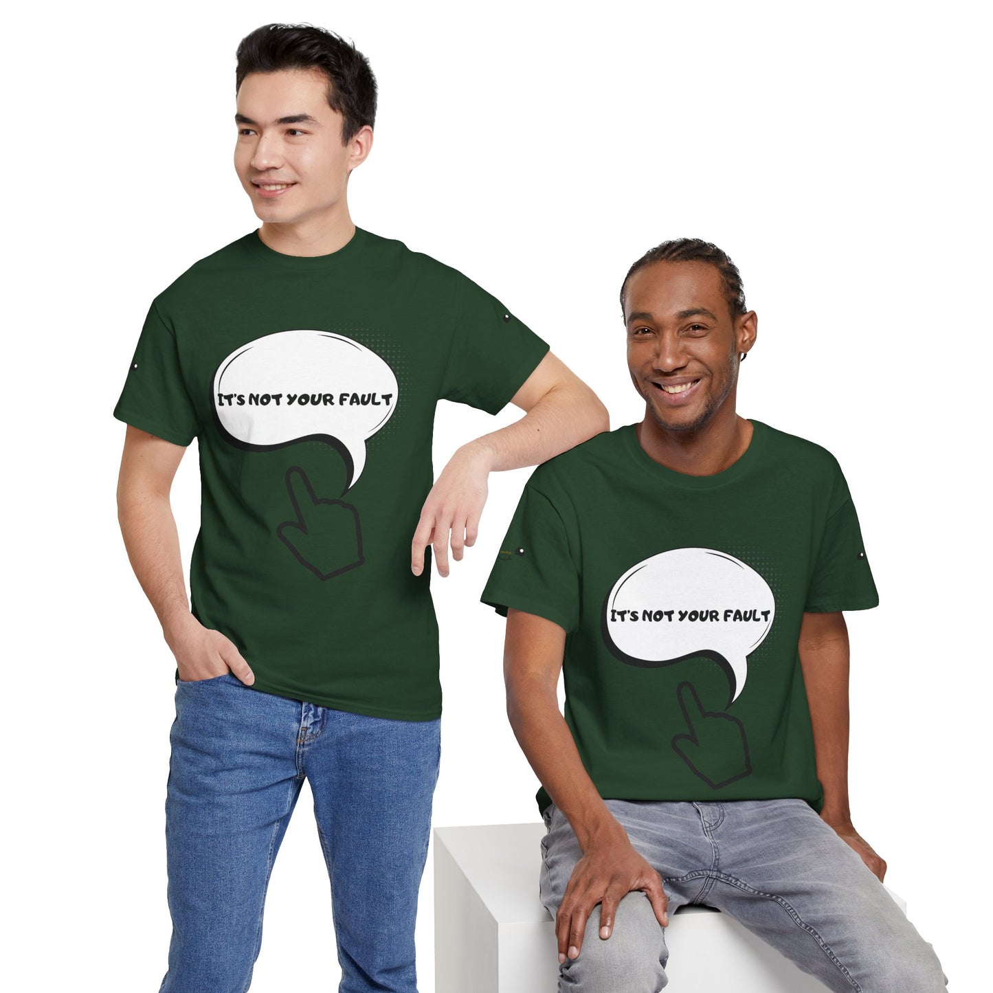 Graphic Tee — "It's Not Your Fault" Comic-Style Pointing Design