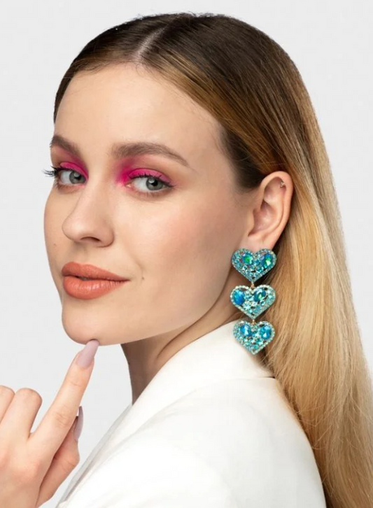 Elegant Rhinestone Chandelier Earrings, blue