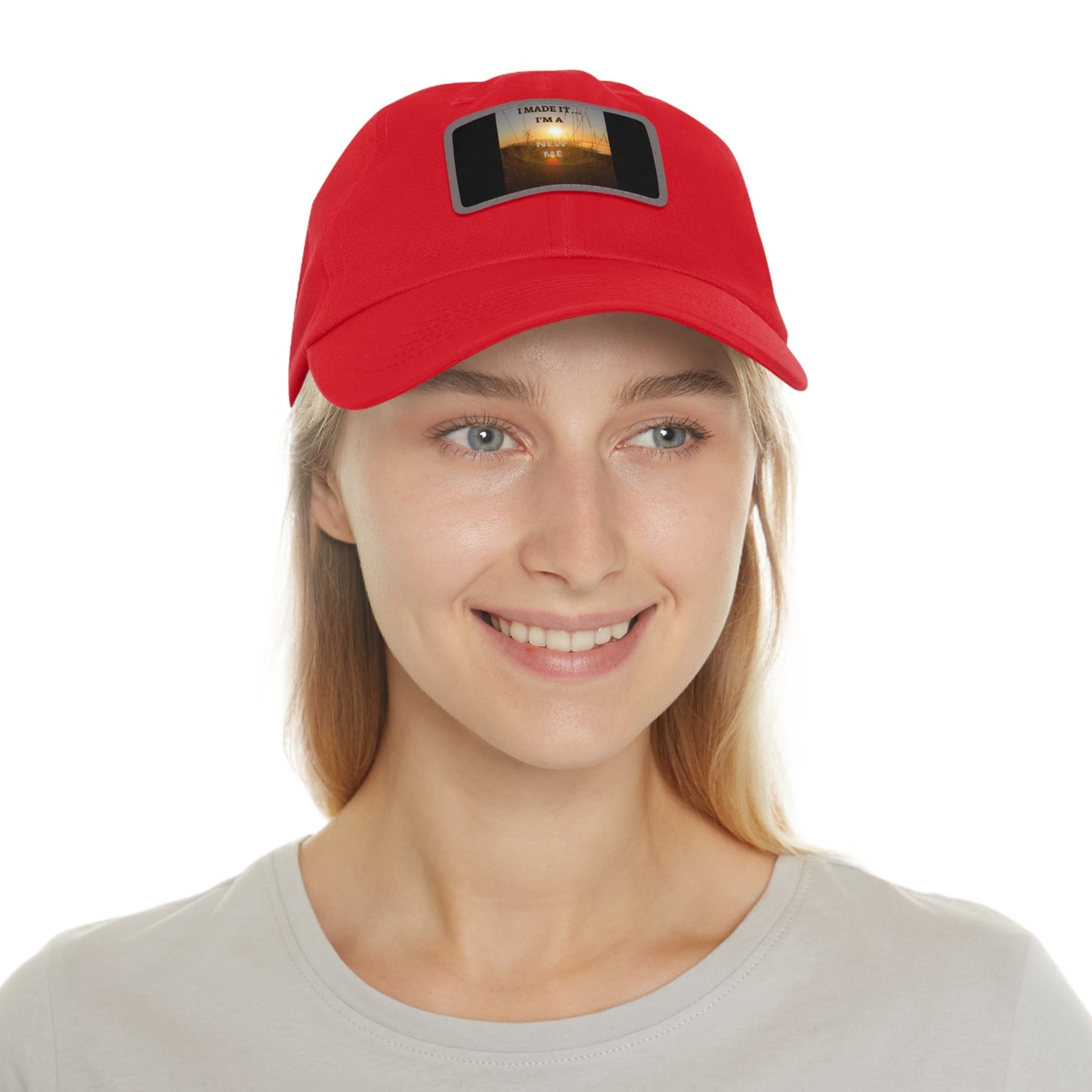 I MADE IT I'M A NEW ME  Hat with Leather Patch (Rectangle)