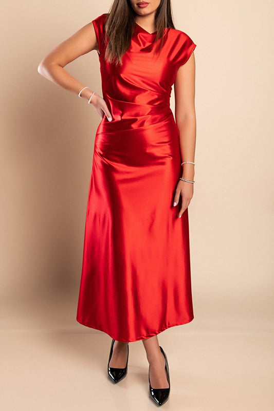 Dress made of imitation satin, red