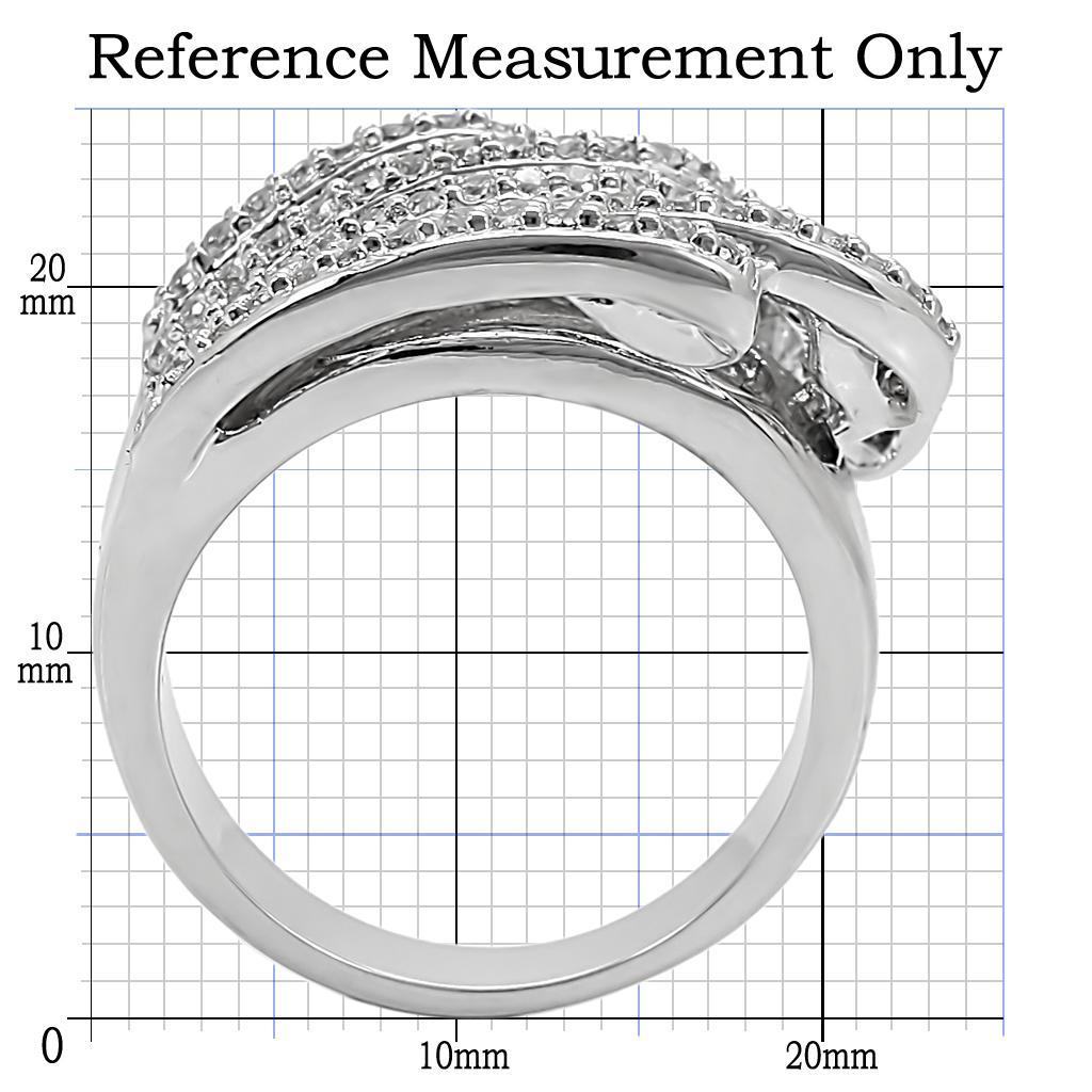 Rhodium Brass Ring with AAA Grade CZ  in Clear