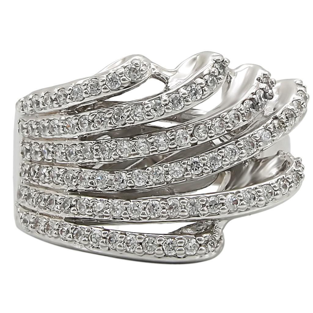 Rhodium Brass Ring with AAA Grade CZ  in Clear