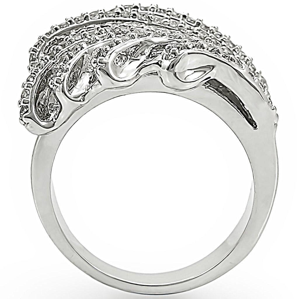 Rhodium Brass Ring with AAA Grade CZ  in Clear