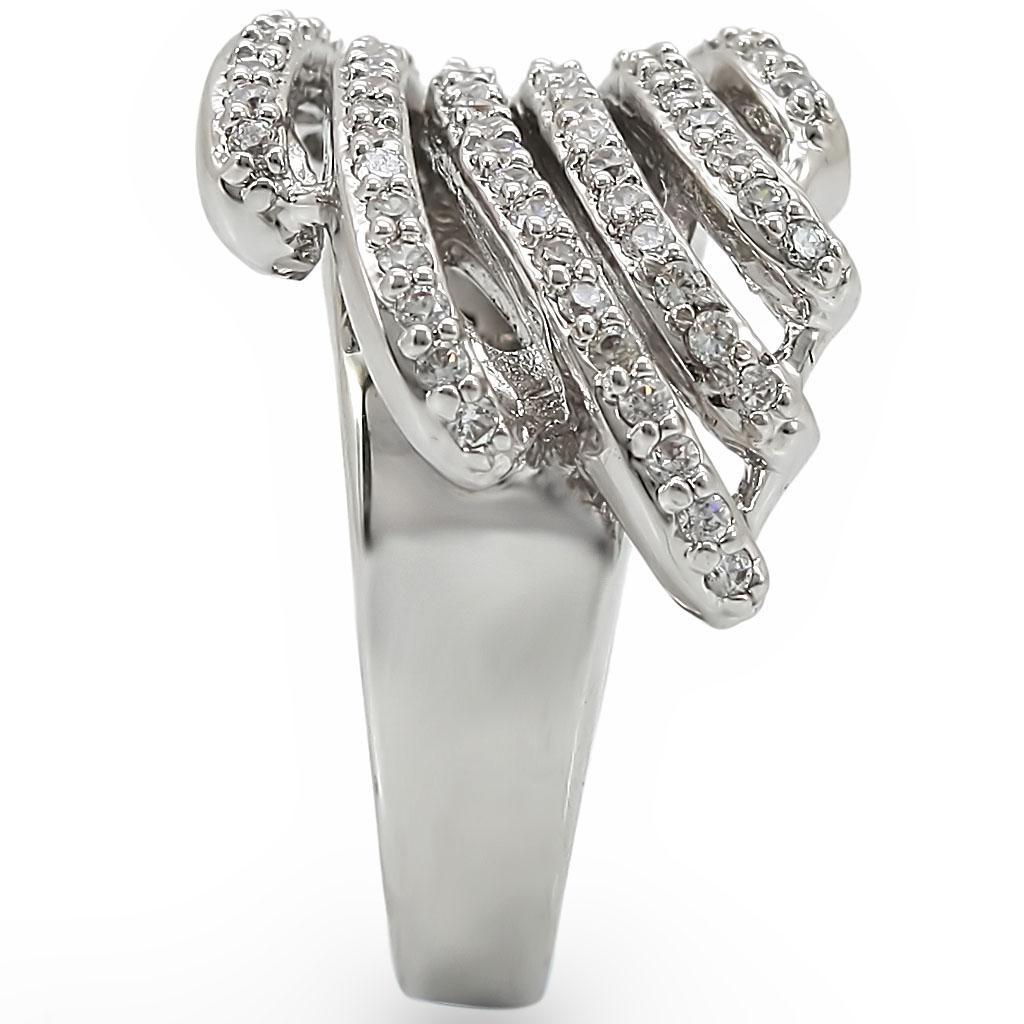 Rhodium Brass Ring with AAA Grade CZ  in Clear