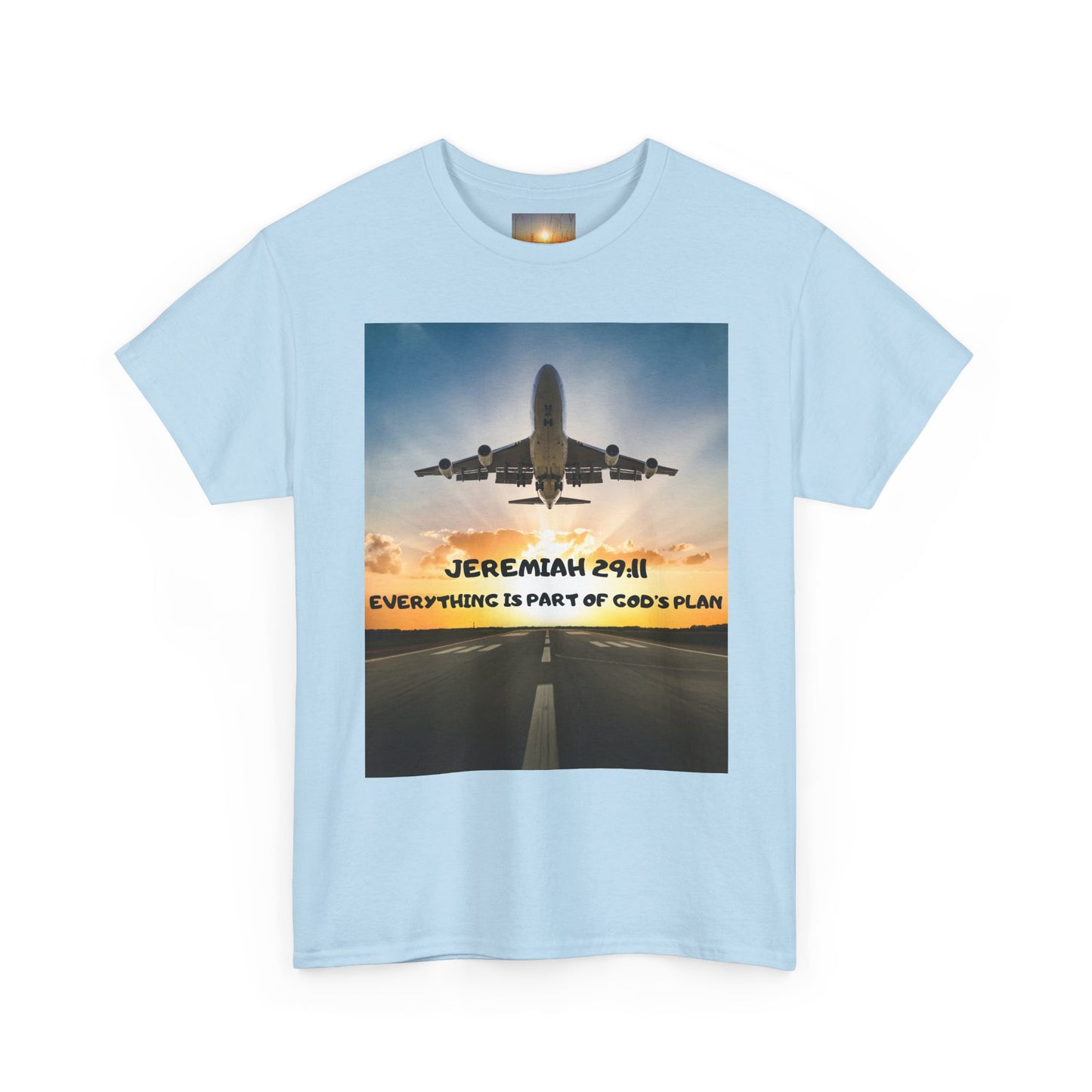 Faith Travel T‑Shirt — “Jeremiah 29:11 / Matthew 28:20” Inspirational Plane Tee