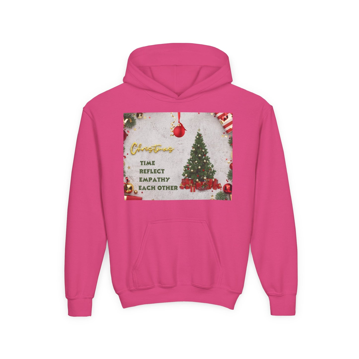 Youth Hooded Sweatshirt - Christmas Cheer, Cozy Holiday Gift, Festive Sweatshirt for Kids, Seasonal Wear, New Year Celebration