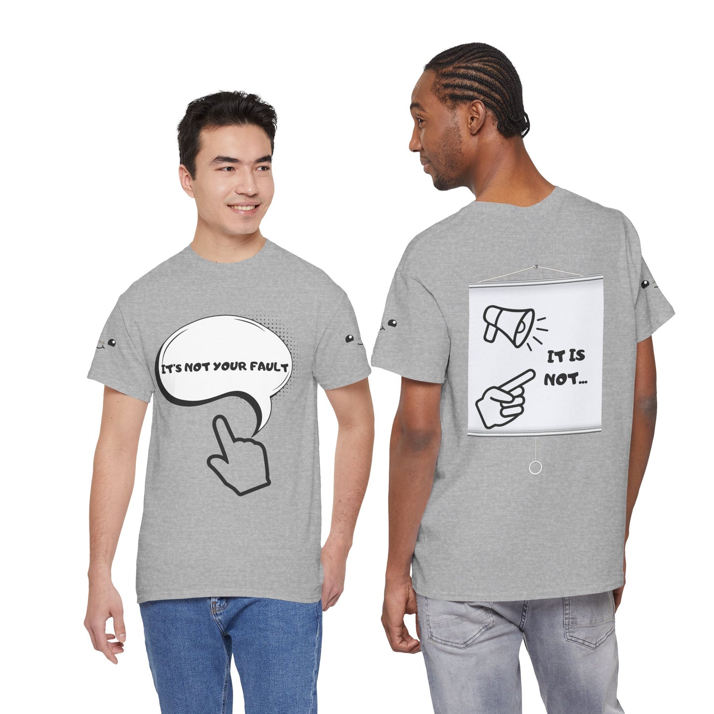Graphic Tee — "It's Not Your Fault" Comic-Style Pointing Design