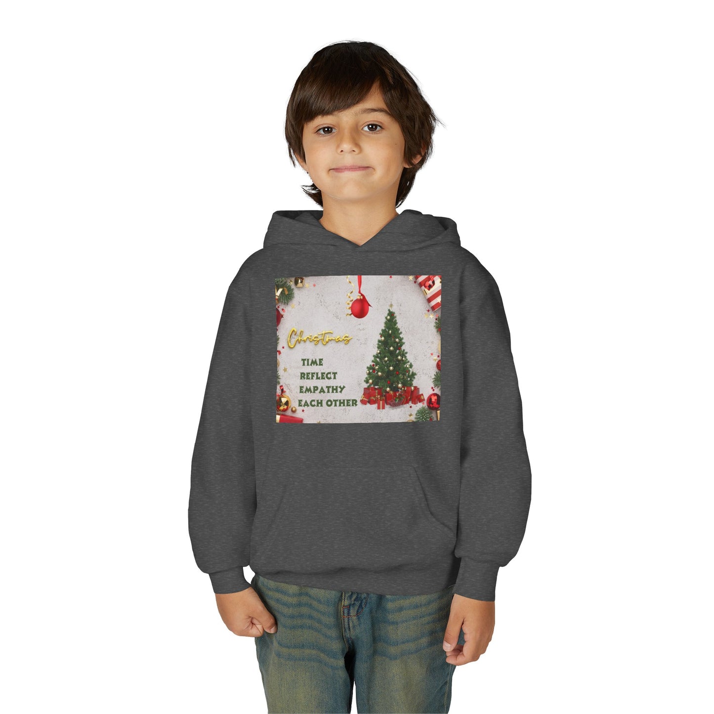Youth Hooded Sweatshirt - Christmas Cheer, Cozy Holiday Gift, Festive Sweatshirt for Kids, Seasonal Wear, New Year Celebration