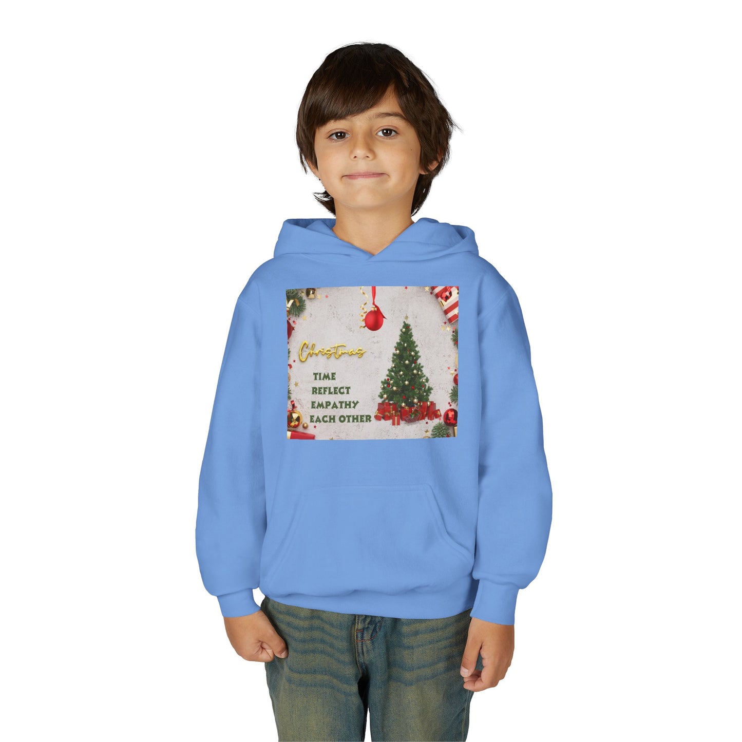 Youth Hooded Sweatshirt - Christmas Cheer, Cozy Holiday Gift, Festive Sweatshirt for Kids, Seasonal Wear, New Year Celebration