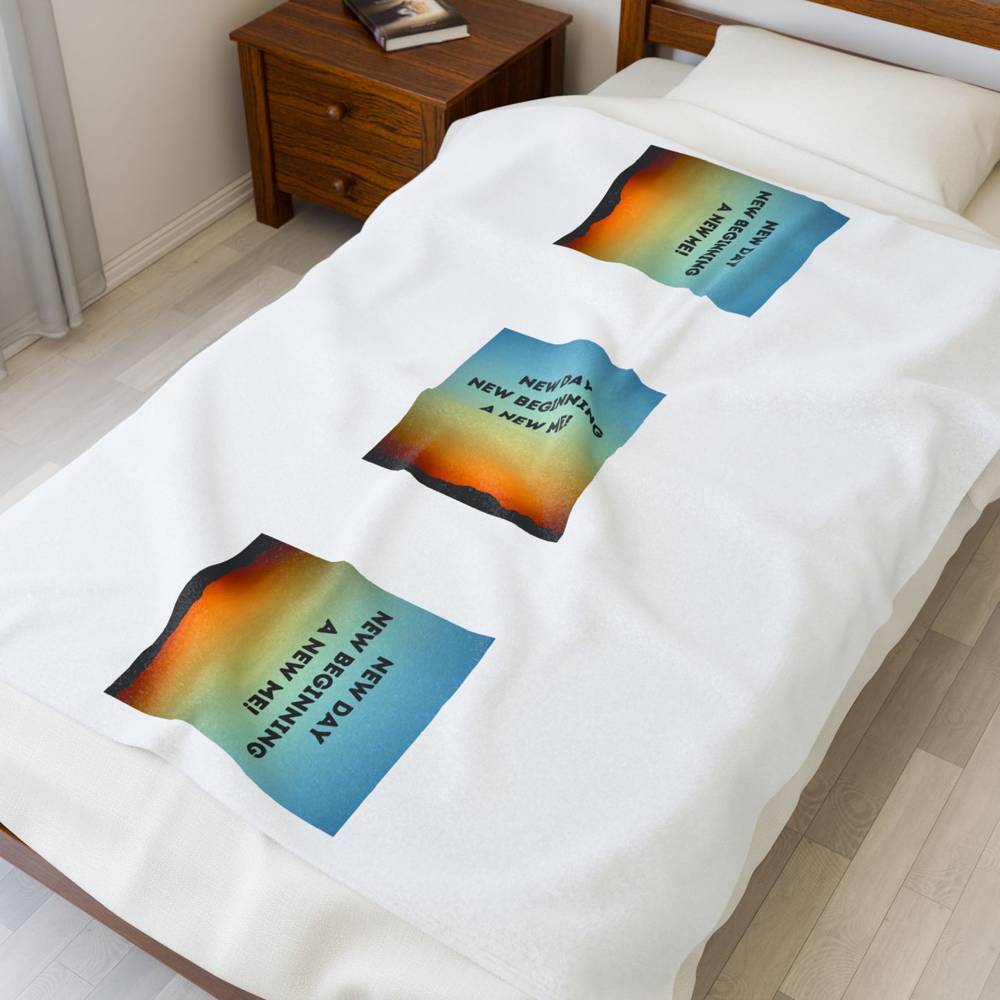 NEW DAY NEW BEGINNING A NEW ME Velveteen Plush Blanket