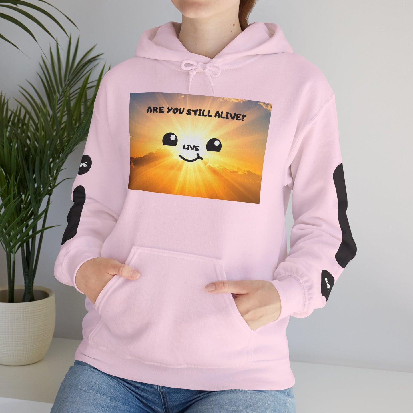 Smile Face Hoodie — "Are You Still Alive?" Sunrise Graphic Hooded Sweatshirt