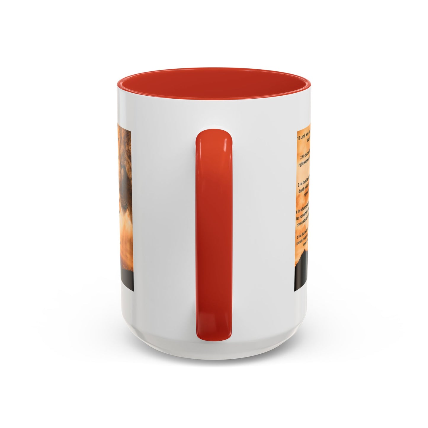 PSALM 15 ENG / SPA Inspirational Lion Accent Coffee Mug | Faith Mug, Motivational Gift, Nature Lover's Cup, Home Decor, Office Drinkware