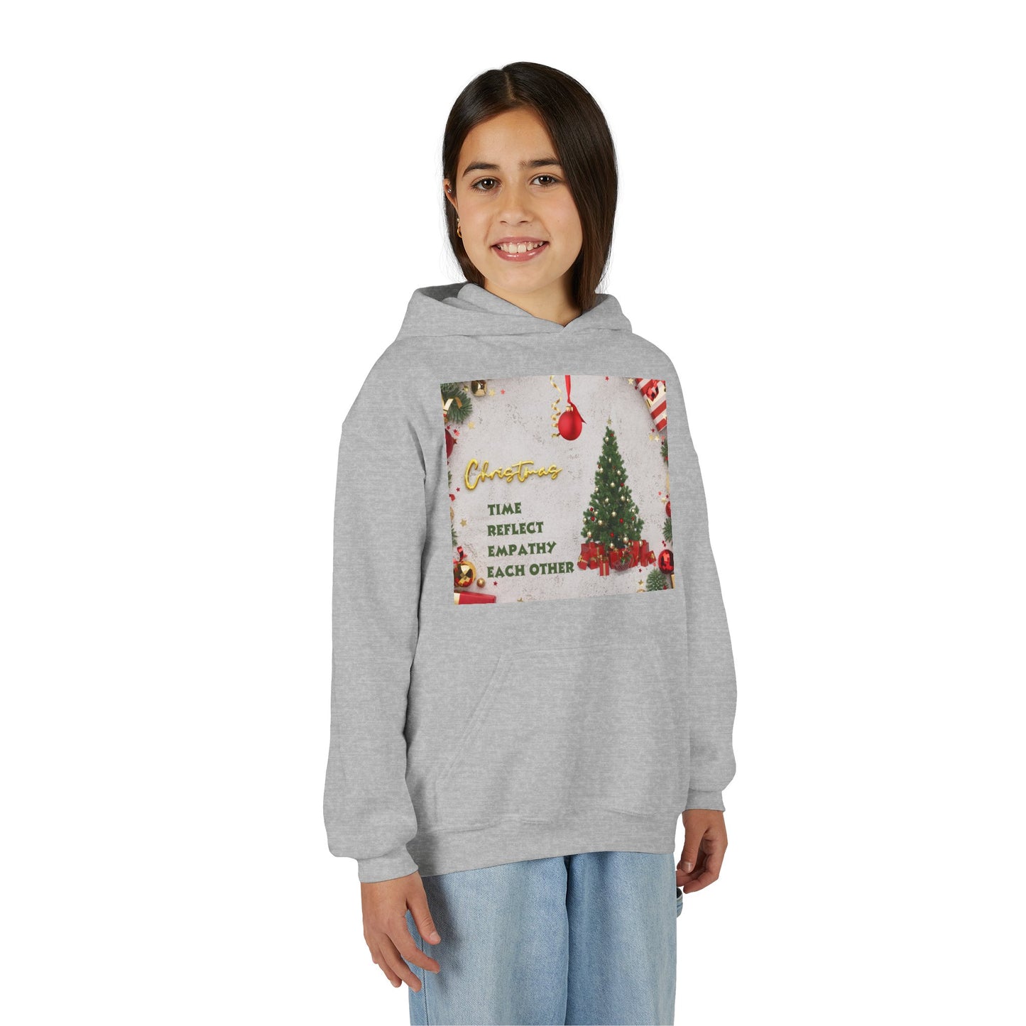 Youth Hooded Sweatshirt - Christmas Cheer, Cozy Holiday Gift, Festive Sweatshirt for Kids, Seasonal Wear, New Year Celebration