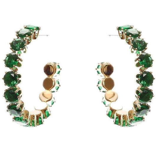 30mm Bold Crown Halo Cubic Zirconia Hoop Earrings