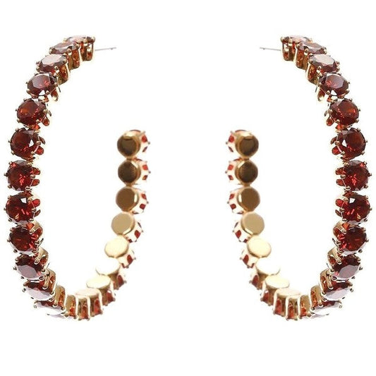 50mm Bold Crown Halo Cubic Zirconia Hoop Earrings