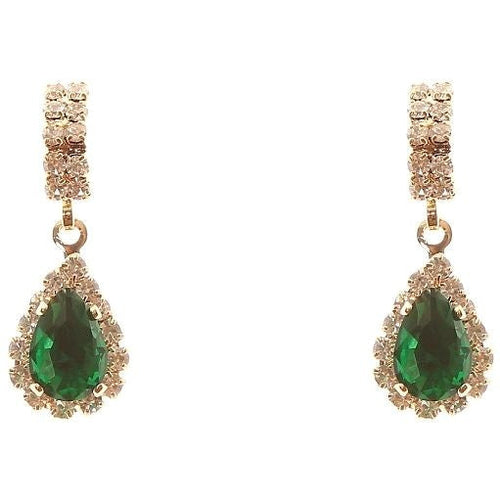 Modern Bar Pear Dangle Rhinestone Earrings